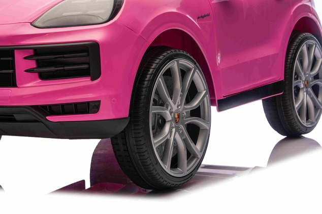 Auto elettrica per bambini Porsche Cayenne 12V con trazione posteriore - con licenza (1 posto), rosa