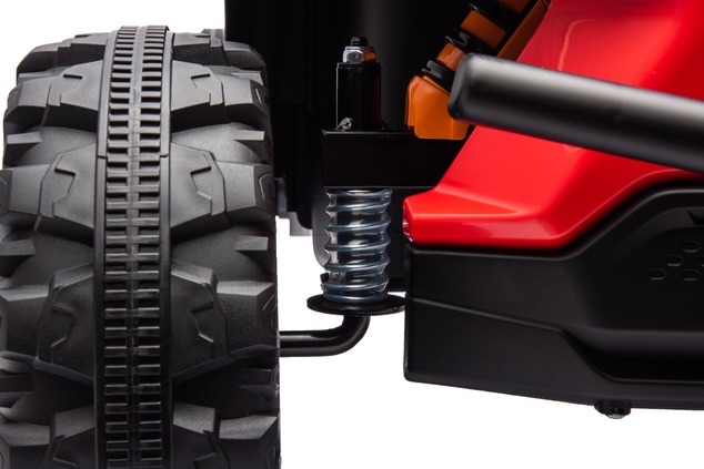 Electric ride-on car UTV Small 12V, red, Rear wheel drive, 12V battery, Plastic wheels, Wide double 