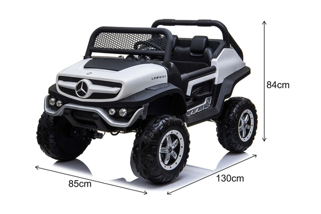 Electric Ride-On Toy Car Mercedes-Benz UNIMOG - White, 2.4Ghz Remote controller, 4 X 4, two-seats, S