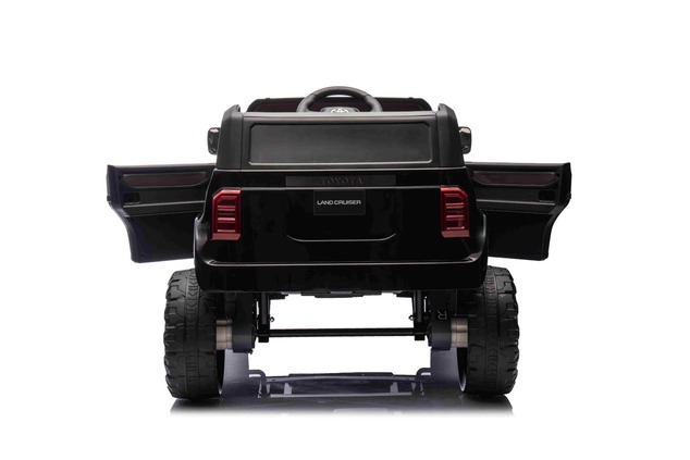 Electric ride-on car Toyota Landcruiser 12V, black, wide single seat, 2.4 GHz remote control, USB / 