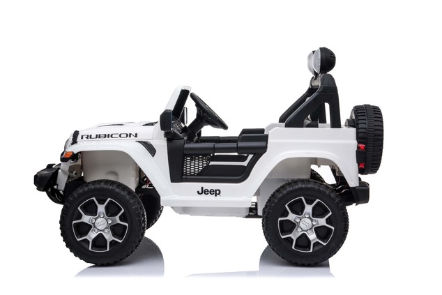 Electric Ride-On JEEP Wrangler, White, Double Leather Seat, Radio with Bluetooth and USB Input, 4x4 
