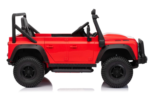 Electric Ride-on car Land Rover Defender 110 SVX 12V, red, 4X4 drive, LED lights, front and rear whe