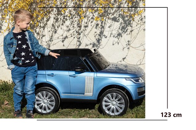 Electric Ride-On Range Rover, Blue Painted, Double Leather Seat, LCD Display with USB Input, 4x4 Dri