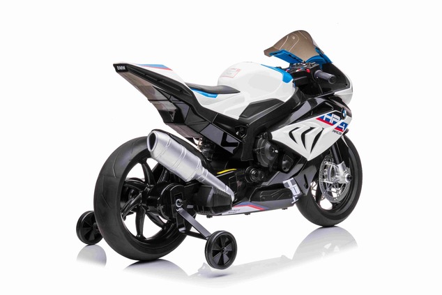 Electric Motorbike BMW HP4 RACE 12V, Licensed, white, 12V battery, EVA soft wheels, 2 x 35W Engines,