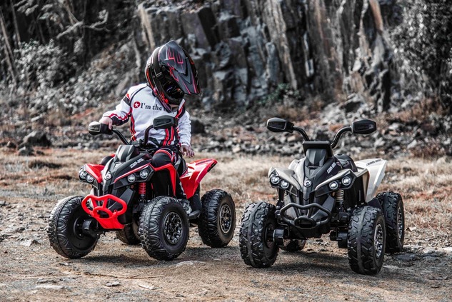 Can-am Renegade electric Ride-on quad, red, single seater, front and rear suspension, LED lights, Li