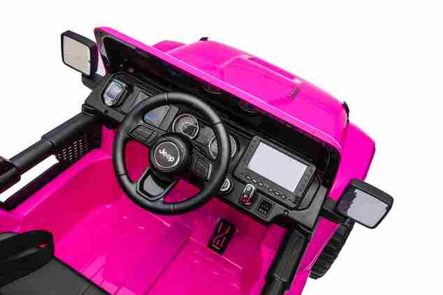 JEEP Wrangler elektrické autíčko pro děti, Růžová, Dvoumístné kožené sedadlo, Rádio s Bluetooth a USB vstupem, 4x4 | D
