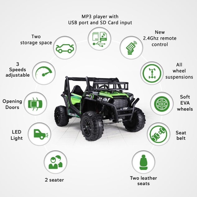 Kids Electric Ride-On UTV 24V | Beneo Motors | 2 Seats | 2×200W | Remote Control