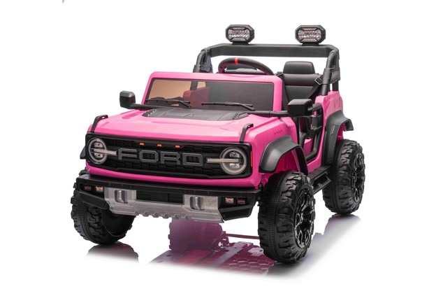 Ford Bronco XL elektrische kinderauto met achterwielaandrijving, gelicentieerd (tweezitter), roze, l