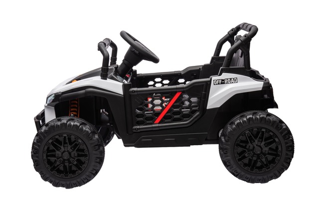 Electric ride-on car UTV Small 12V, white, Rear wheel drive, 12V battery, Plastic wheels, Wide doubl