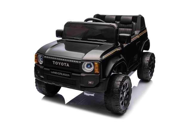 Electric ride-on car Toyota Landcruiser 12V, black, wide single seat, 2.4 GHz remote control, USB / 