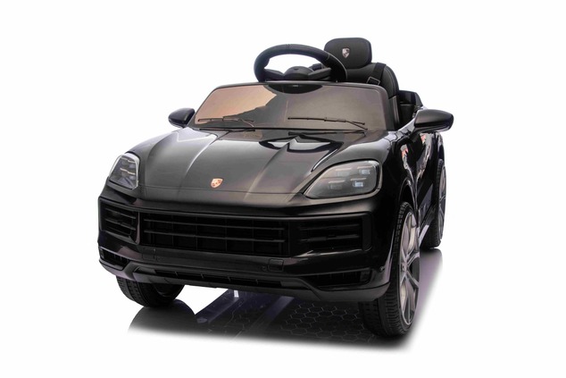 Auto elettrica per bambini Porsche Cayenne 12V con trazione posteriore - con licenza (1 posto), nero