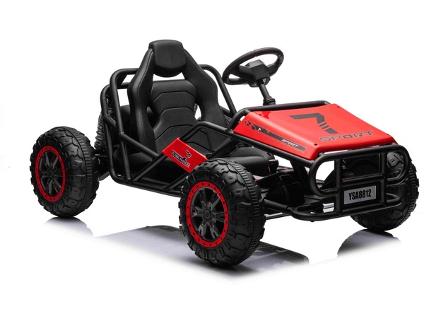 Electric Ride-on SPORT-CART 24V, red, Soft EVA wheels, Leatherette seat, 2 x 50W Motor, 24V Battery,