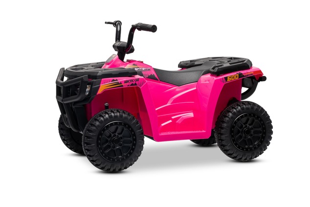 Licensed electric Ride-on quad Arctic Cat 12V with rear wheel drive, pink, LED lights, Lithium batte