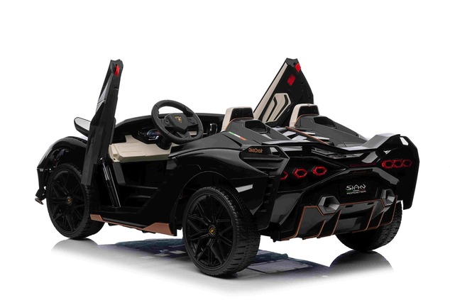 Electric Ride-on car Lamborghini Sian 4X4, black, 12V, 2.4 GHz remote control, USB / AUX Input, Blue
