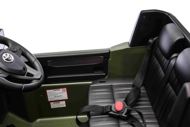 Electric ride-on car Toyota Landcruiser 12V, military green, wide single seat, 2.4 GHz remote contro