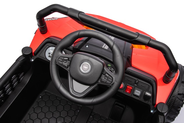 Electric ride-on car UTV Small 12V, red, Rear wheel drive, 12V battery, Plastic wheels, Wide double 