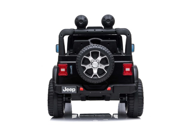 Electric Ride-On JEEP Wrangler, Black, Double Leather Seat, Radio with Bluetooth and USB Input, 4x4 