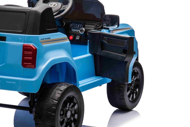 Electric ride-on car Toyota Landcruiser 12V, blue, wide single seat, 2.4 GHz remote control, USB / A