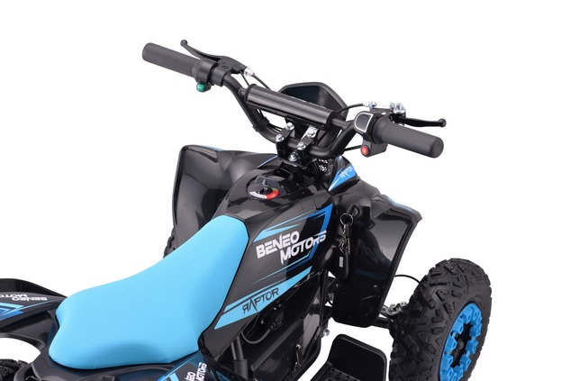 Pocket quad électrique enfant 800 W | Beneo Motors Raptor Bleu | Pour 3–7 ans | Limiteur de vitesse 