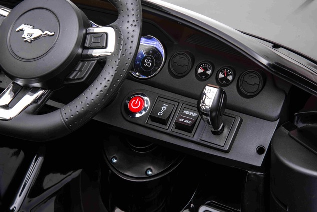 Electric ride-on car Ford Mustang 24V, black, Soft EVA wheels, 2 x 16000 rpm Engines, 24V Battery, 2