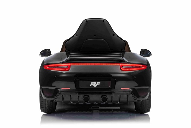 Electric Ride-on car RUF GT 12V, black, Opening doors, 2.4 GHz remote control, LED lights front and 
