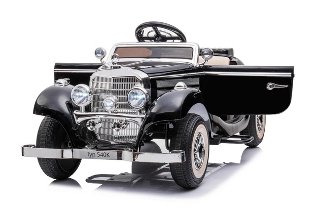 Electric Ride-On Toy Car Mercedes-Benz 540K, Black, Local parental control by Steering wheel, 2.4Ghz
