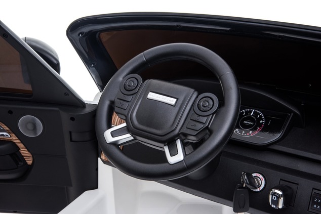 Electric Ride-On Range Rover, White, Double Leather Seat, LCD Display with USB Input, 4x4 Drive, 2x