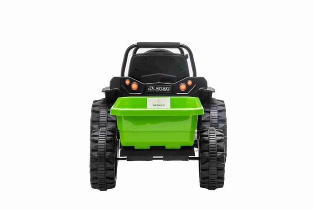 Electric Tractor POWER with trailer, green, Rear wheel drive, 12V battery, Plastic wheels, wide seat