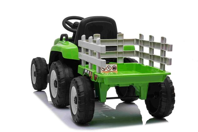Electric Tractor WORKERS with trailer, green, Rear wheel drive, Lithium Battery, Plastic wheels, wid