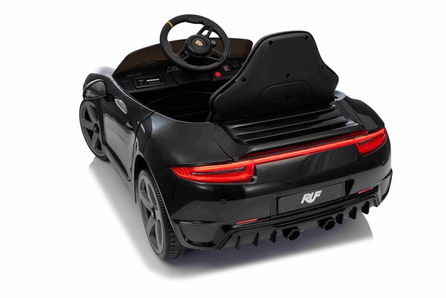 Electric Ride-on car RUF GT 12V, black, Opening doors, 2.4 GHz remote control, LED lights front and 