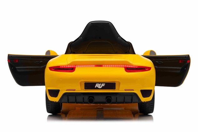 Electric Ride-on car RUF GT 12V, yellow, Opening doors, 2.4 GHz remote control, LED lights front and