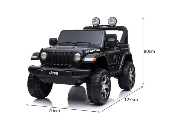 Electric Ride-On JEEP Wrangler, Black, Double Leather Seat, Radio with Bluetooth and USB Input, 4x4 