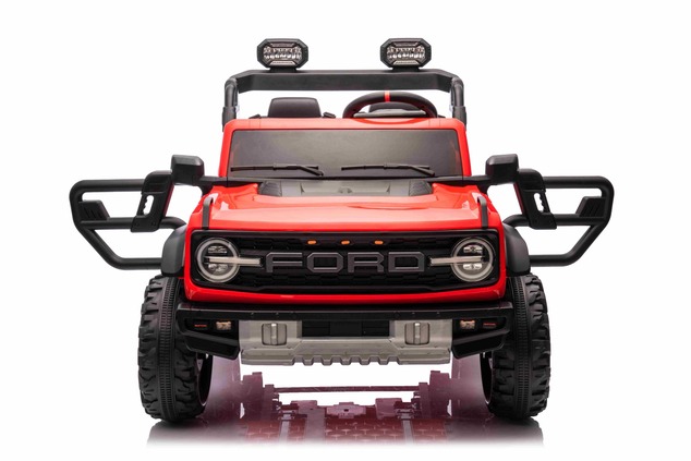 Ford Bronco XL elektrische kinderauto met achterwielaandrijving, gelicentieerd (tweezitter), rood, l