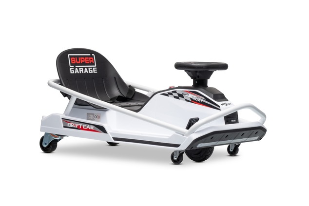 Beneo Motors Drift Electric Go-Kart 24V, White, 300W Brushless Motor, Lithium Battery, Drift Mode wi