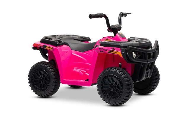 Licensed electric Ride-on quad Arctic Cat 12V with rear wheel drive, pink, LED lights, Lithium batte
