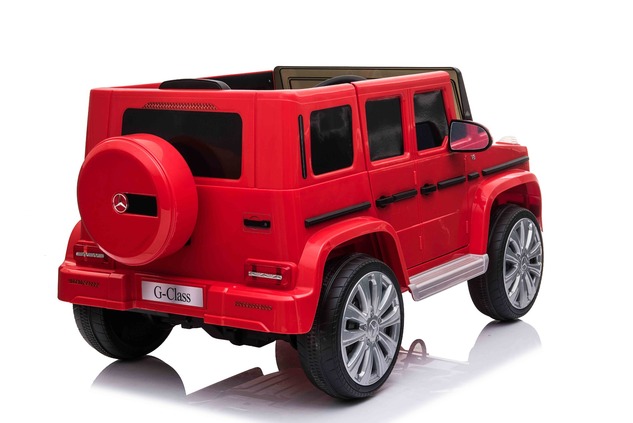 Electric Ride-on car Mercedes G500 12V, red, 2.4 GHz remote control, USB / SD Input, Rear suspension