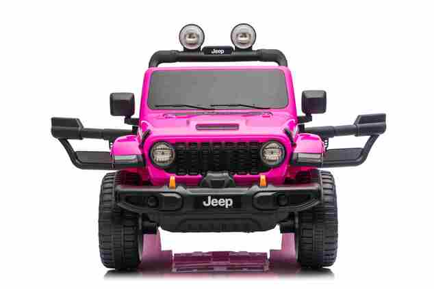 JEEP Wrangler elektrické autíčko pro děti, Růžová, Dvoumístné kožené sedadlo, Rádio s Bluetooth a USB vstupem, 4x4 | D