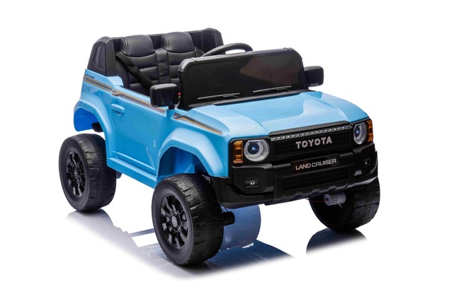 Electric ride-on car Toyota Landcruiser 12V, blue, wide single seat, 2.4 GHz remote control, USB / A