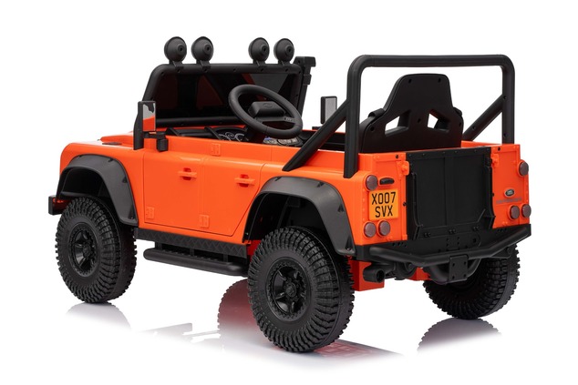 Electric Ride-on car Land Rover Defender 110 SVX 12V, orange, 4X4 drive, LED lights, front and rear 