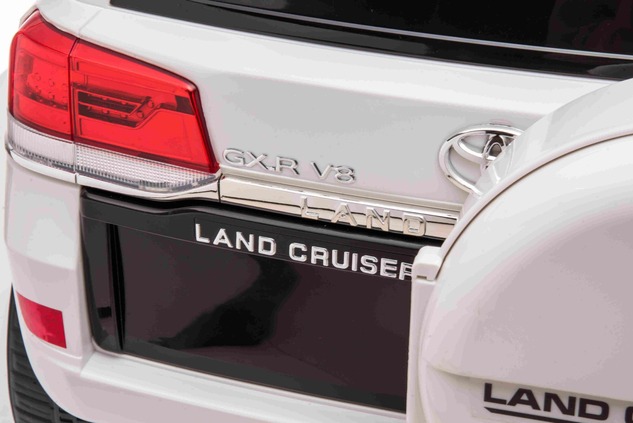 Electric Ride on Car Toyota Landcruiser 12V, WHITE, Leatherette seat, 12V/7AH Battery, Opening doors