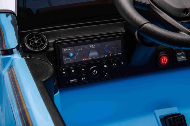 Electric ride-on car Toyota Landcruiser 12V, blue, wide single seat, 2.4 GHz remote control, USB / A