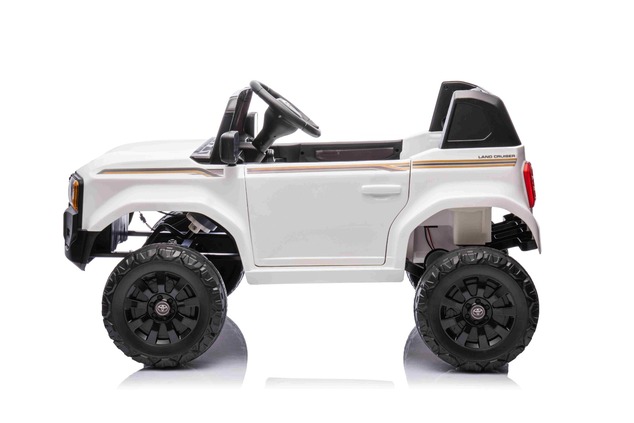 Electric ride-on car Toyota Landcruiser 12V, white, wide single seat, 2.4 GHz remote control, USB / 
