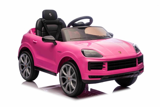 Auto elettrica per bambini Porsche Cayenne 12V con trazione posteriore - con licenza (1 posto), rosa