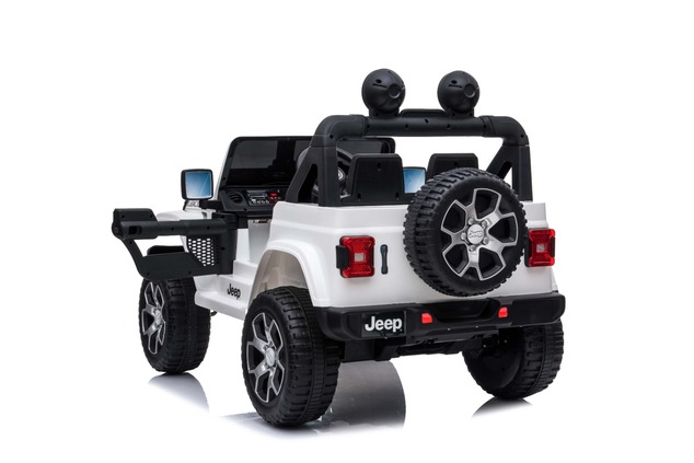 Electric Ride-On JEEP Wrangler, White, Double Leather Seat, Radio with Bluetooth and USB Input, 4x4 