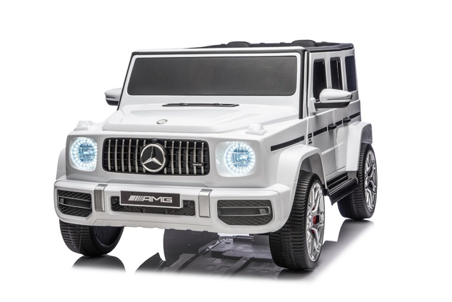 Electric Ride-on car Mercedes-Benz G63 AMG 4x4 Two-seater 24V, white, MP3 Player with USB/AUX and Bl