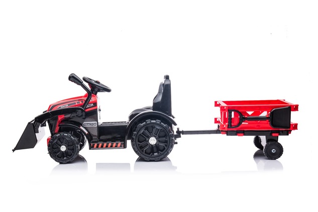 Electric Tractor FARMER with ladle and trailer, red, rear drive, 6V battery, Plastic wheels, wide se