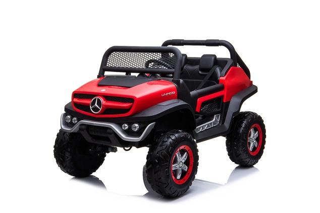 Electric Ride-On Toy Car Mercedes-Benz UNIMOG - Red, 2.4Ghz Remote controller, 4 X 4, two-seats, Sus