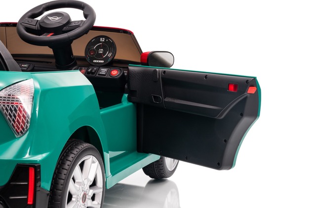 Electric Ride-on car Mini Cooper 12V, green, MP3 Player with USB and Bluetooth connection, 2.4 GHz r