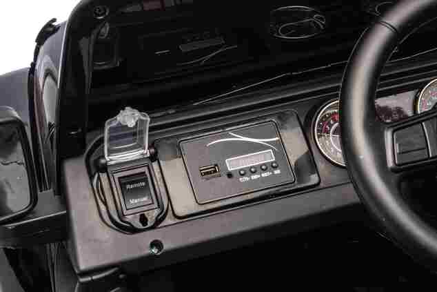 Jeep per bambini 4x4, Nero, sedile in ecopelle a due posti, radio con Bluetooth e ingresso USB