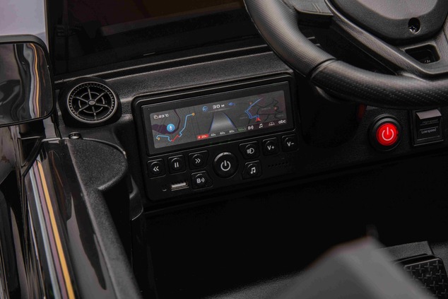 Electric ride-on car Toyota Landcruiser 12V, black, wide single seat, 2.4 GHz remote control, USB / 